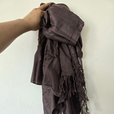 Soft Brown Viscose Scarf with Fringes