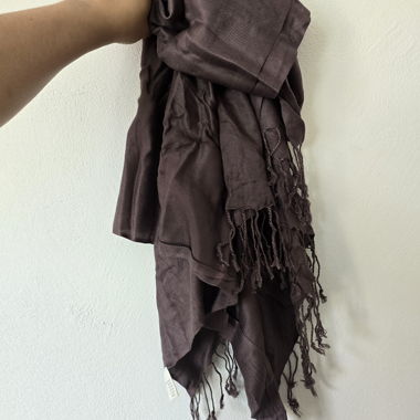 Soft Brown Viscose Scarf with Fringes