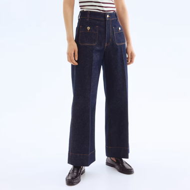 Jeans H&M wide ankle alti blu scuro 46