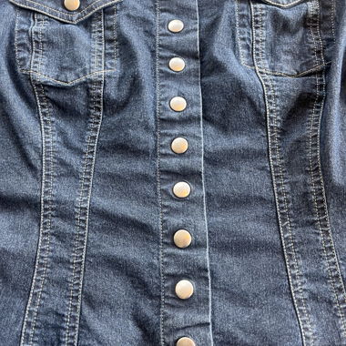 Denim Jacket with Snap Buttons (Off-Shoulder)