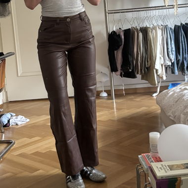 Brown faux leather pants