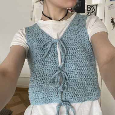 handmade crochet tie top vest with bows