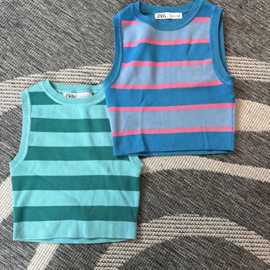 Set di due top corti a righe ZARA