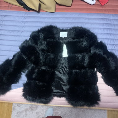 Short black faux fur jacket