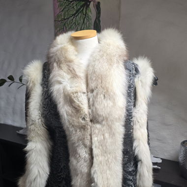 Echter Pelzmantel Fuchs & Karakul Gr 40/42 Vintage