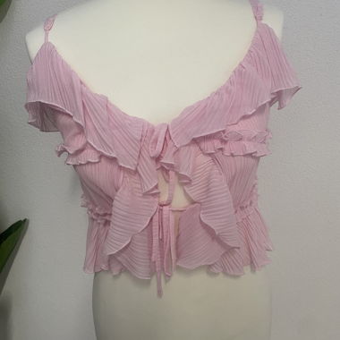 Haut rose à volants