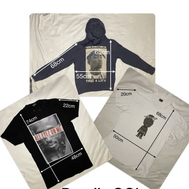 Lot 3x Vêtements Tupac Hoodie et Tshirts