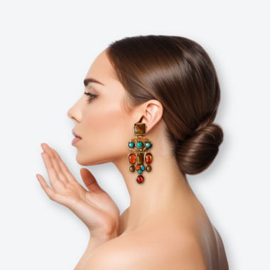 Modeschmuck-Ohrringe mit bunten Steinen