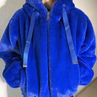 Felpa con cappuccio in peluche blu reale