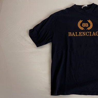 Balenciaga blue T-shirt with yellow logo print