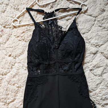 combi pantalon dentelle noire
