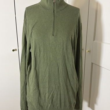 Grüner Reissverschluss-Halberzipfelpullover