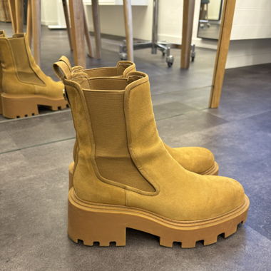 Zara Plateau Leder Stiefeletten Beige Gr. 39
