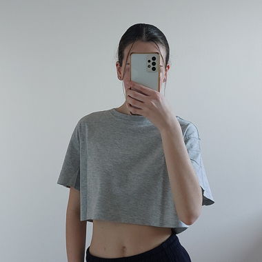 Graues Cropped-Top