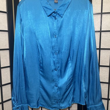 Satinbluse in kräftigem Blau