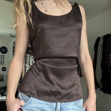 brown vintage silk top 