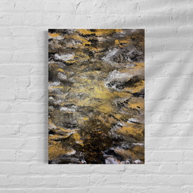 Tableau acrylique doré, noir, blanc- Art abstrait 