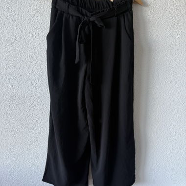 Pantaloni in tessuto neri di zebra