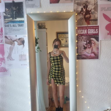 Robe de soirée H&M noir-jaune, taille 34, XS