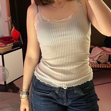 Beige lace tank top