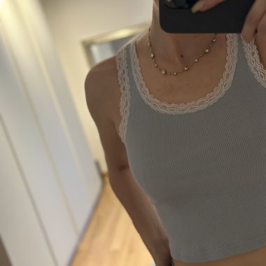 Brandy Melville Top blau mit Spitze, Grösse S