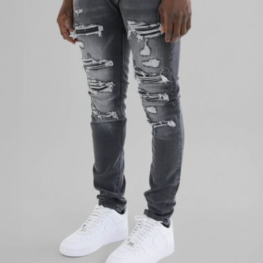 Amicci Herren Jeans Grau Destroyed Gr. 34