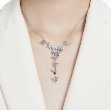 Collana con ciondolo farfalla Swarovski argentata