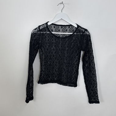Black lace long-sleeve top