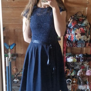 Robe en dentelle SWING bleu foncé