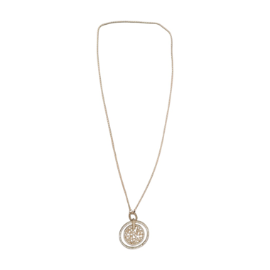 Collier pendentif doré mat avec strass