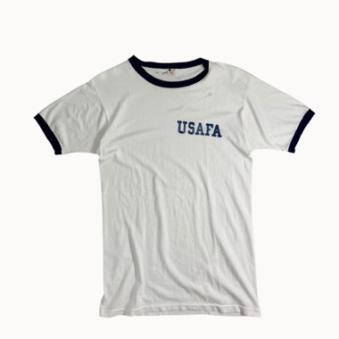 T-shirt Ringer Champion USAFA des années 1960 (L)