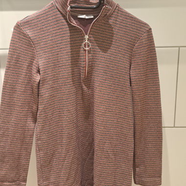 karriertes Rollkragen-Kleid mit Zipper