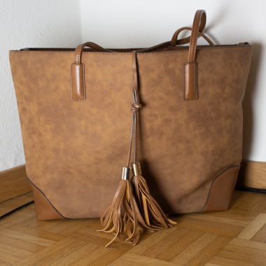 Grand sac à anses XL marron avec poches intérieures