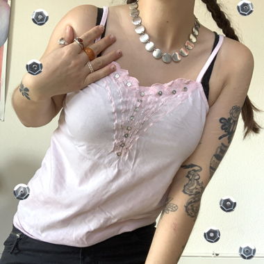 Pink tank top with sequins fairycore