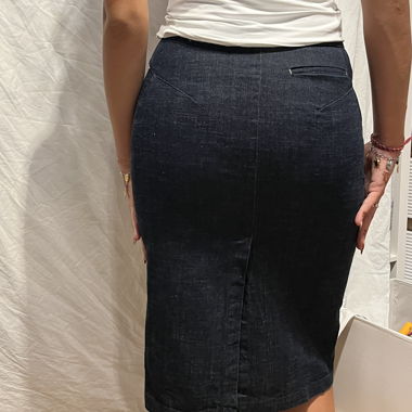 Gonna lunga vintage in jeans blu scuro