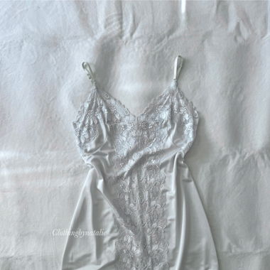 Vintage Blue Nylon Slip Dress (S)