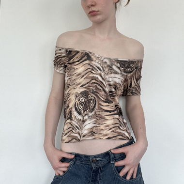 tiger print top y2k