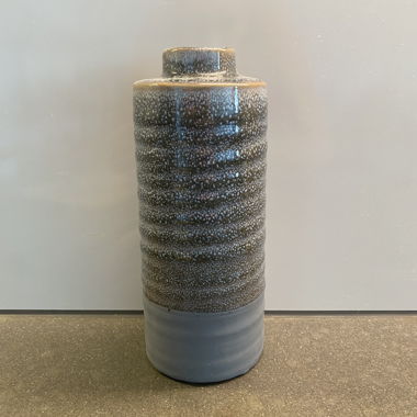Dekovase Keramik Grau 23 cm Matt/Glanz Optik 