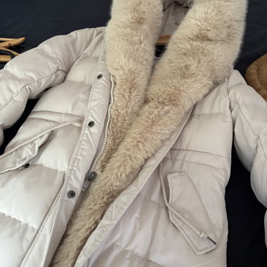Beige Coat with Fur