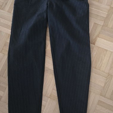 Black pinstripe trousers