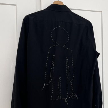Black embroidered button up shirt