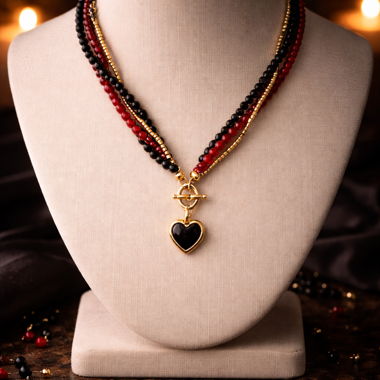 Collana Cuore di Perline Fatta a Mano