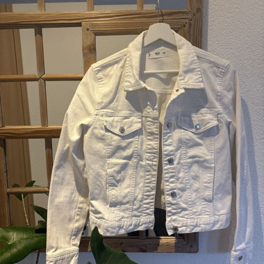 Weisse Cropped Jeansjack