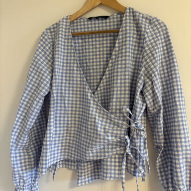 Blouse portefeuille à carreaux