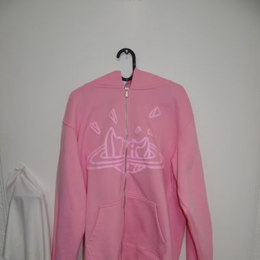 Sweat à capuche zippé Broken Planet en coton rose doux