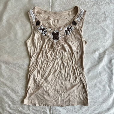 “Teanest” floral ornamental knitted top