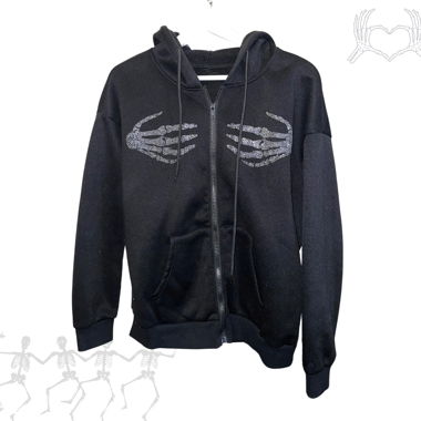 rhinestones zip-up hoodie 