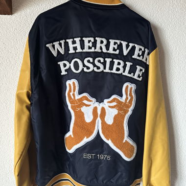 Giacca varsity blu navy e gialla