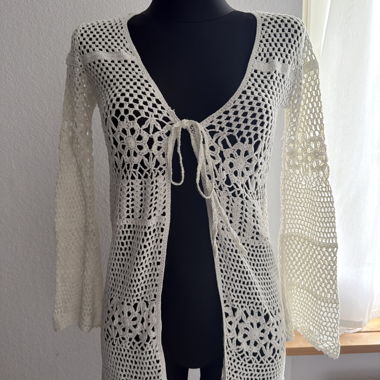 Cream Crocheted Cardigan