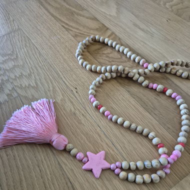 Collier sautoir bois et pierre